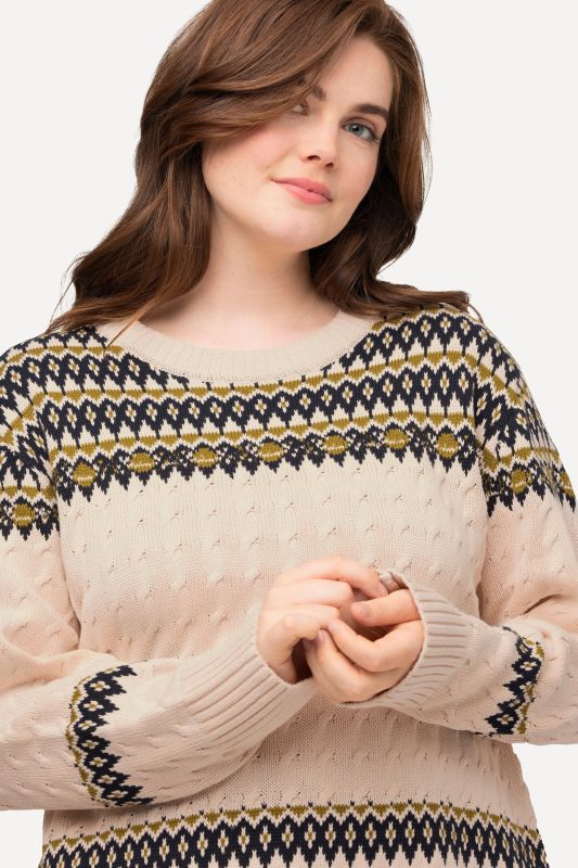 Eco Cotton Long Sleeve Fair Isle Sweater