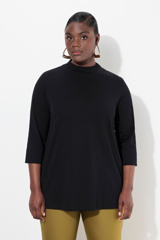 Pima Cotton 3/4 Sleeve Mock Turtleneck