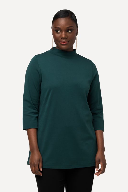 Pima Cotton 3/4 Sleeve Mock Turtleneck