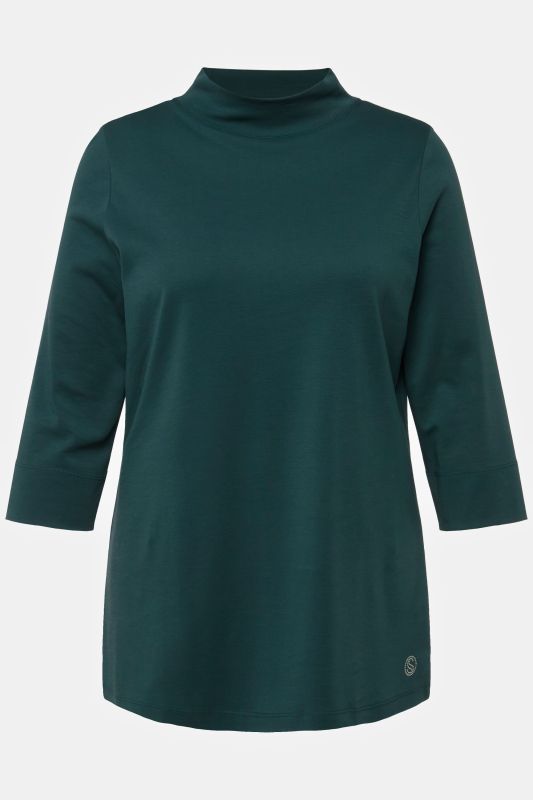 Pima Cotton 3/4 Sleeve Mock Turtleneck