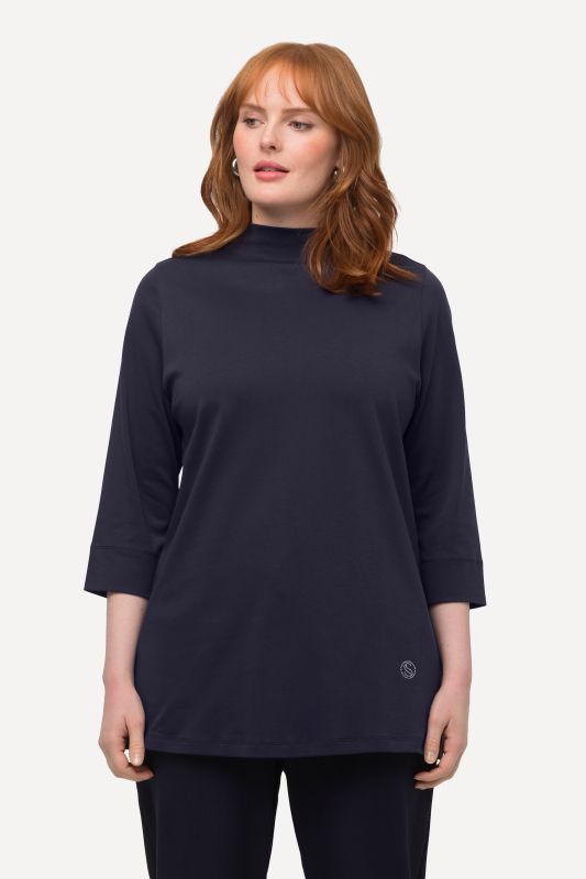 Pima Cotton 3/4 Sleeve Mock Turtleneck