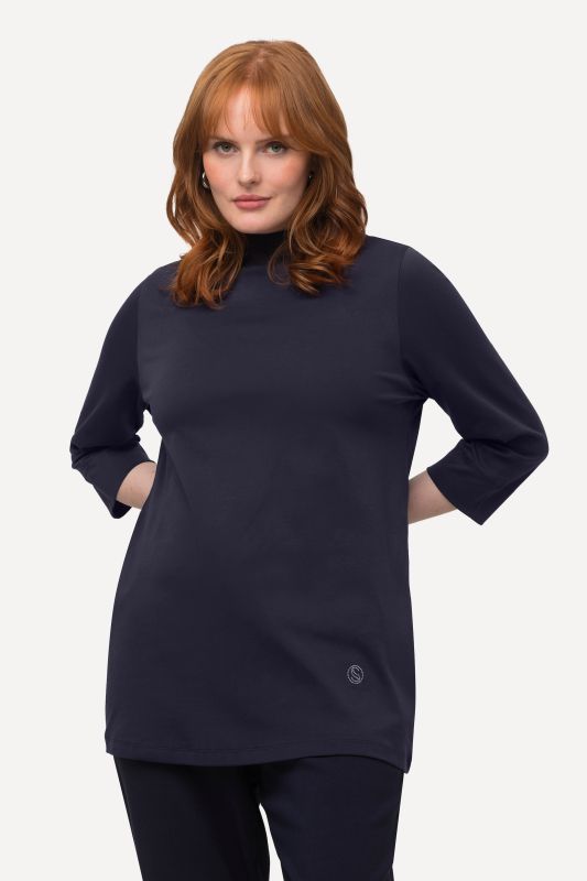 Pima Cotton 3/4 Sleeve Mock Turtleneck