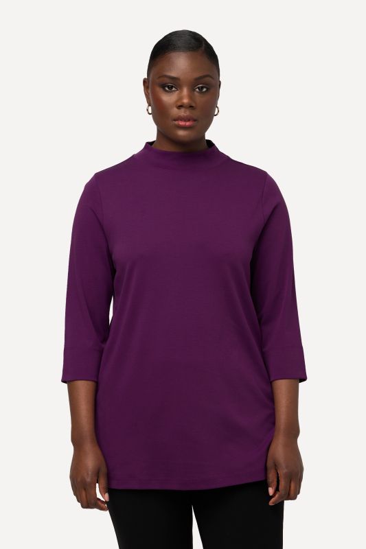 Pima Cotton 3/4 Sleeve Mock Turtleneck