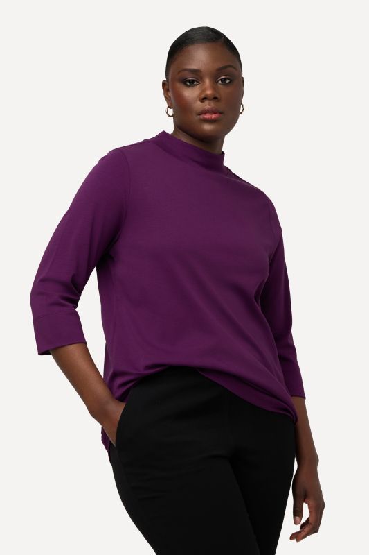 Pima Cotton 3/4 Sleeve Mock Turtleneck