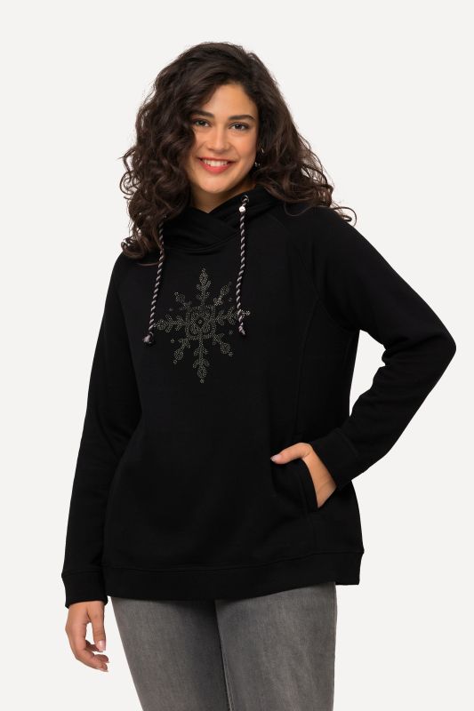 Long Sleeve Stand-up Collar Snowflake Sweatshirt