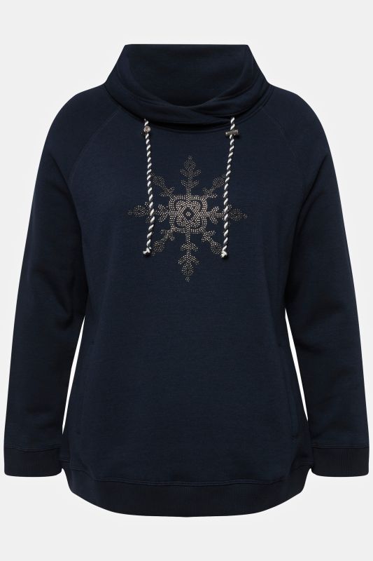 Long Sleeve Stand-up Collar Snowflake Sweatshirt