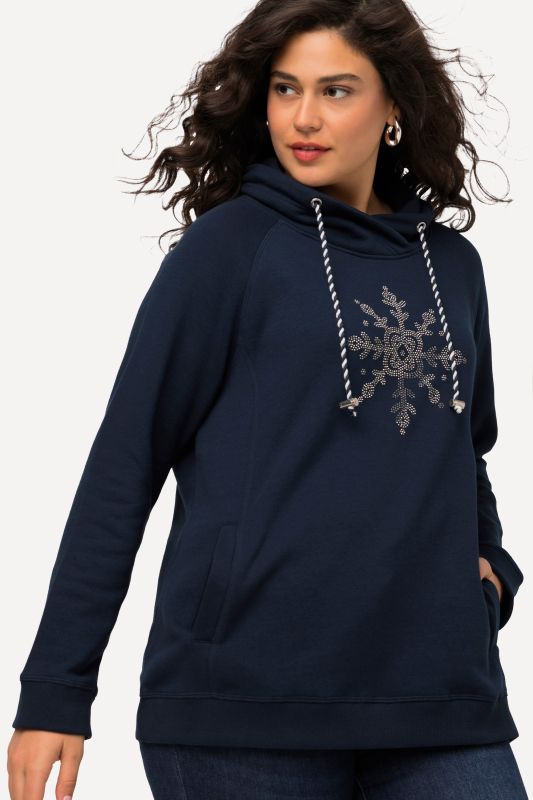 Long Sleeve Stand-up Collar Snowflake Sweatshirt