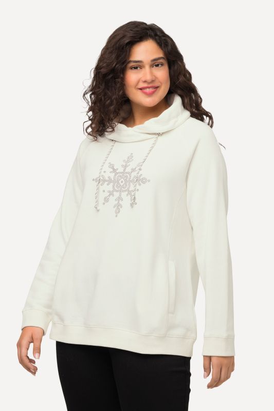 Long Sleeve Stand-up Collar Snowflake Sweatshirt