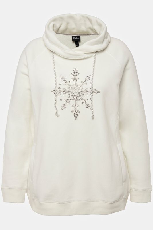 Long Sleeve Stand-up Collar Snowflake Sweatshirt