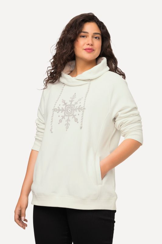 Long Sleeve Stand-up Collar Snowflake Sweatshirt