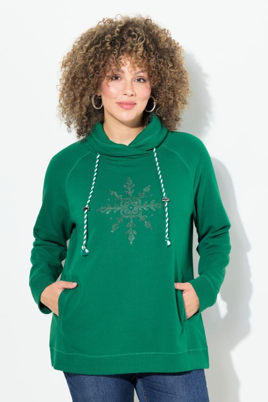 Long Sleeve Stand-up Collar Snowflake Sweatshirt