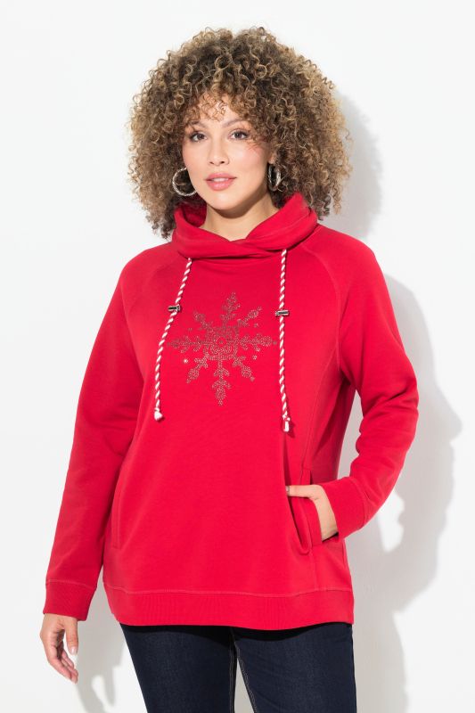 Long Sleeve Stand-up Collar Snowflake Sweatshirt