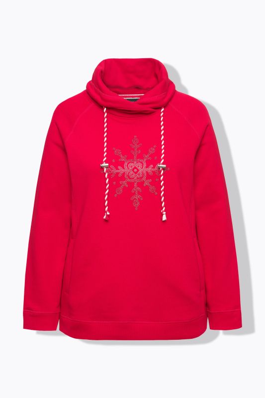 Long Sleeve Stand-up Collar Snowflake Sweatshirt