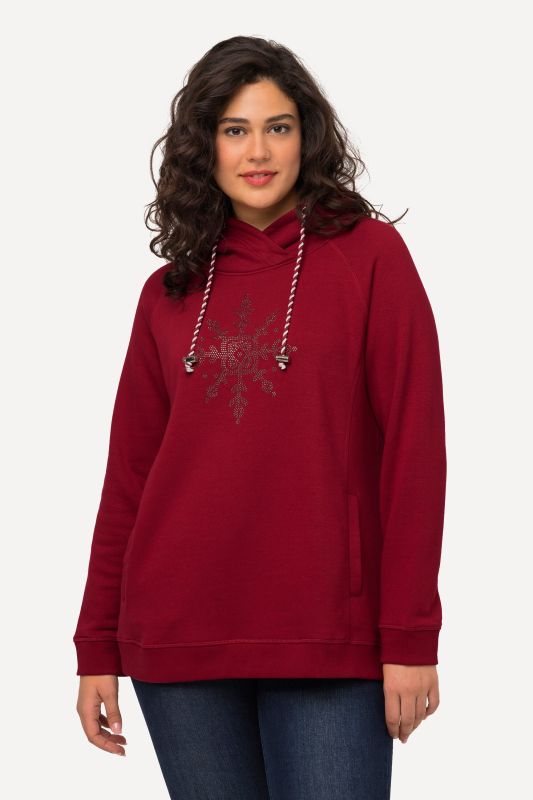 Long Sleeve Stand-up Collar Snowflake Sweatshirt