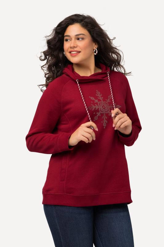 Long Sleeve Stand-up Collar Snowflake Sweatshirt