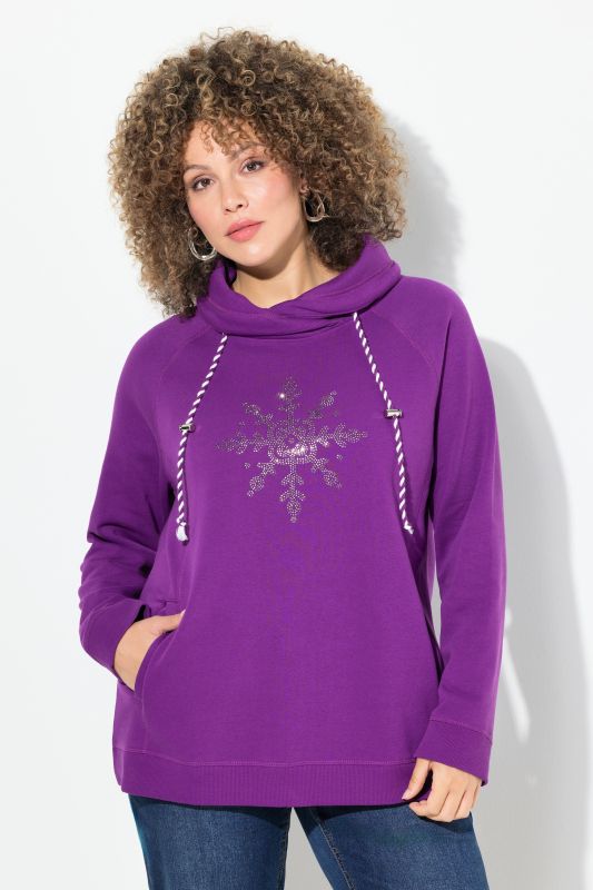 Long Sleeve Stand-up Collar Snowflake Sweatshirt