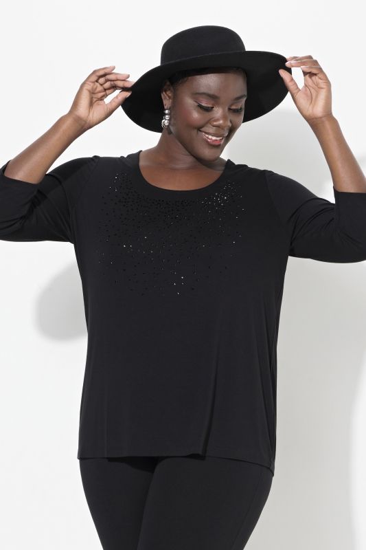 Subtle Rhinestone 3/4 Sleeve Tee