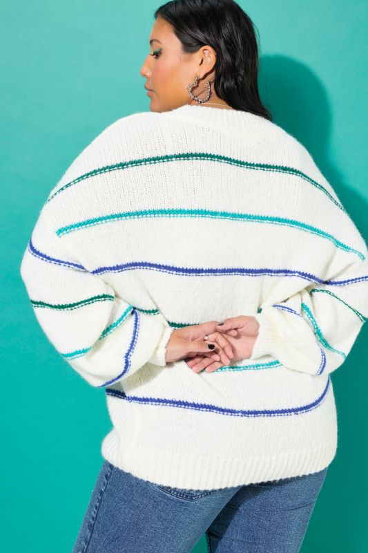 Textured Striped Long Sleeve Sweater