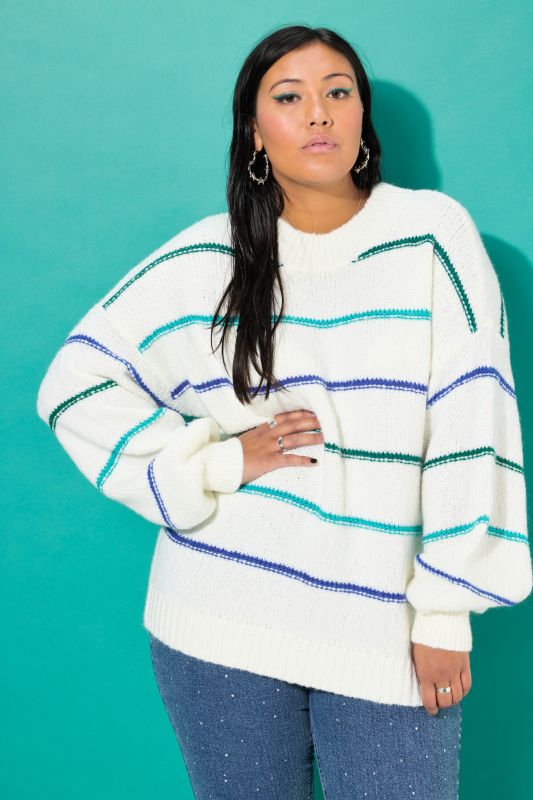 Textured Striped Long Sleeve Sweater