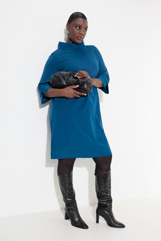 Layered Look Cowl Neck Long Sleeve Dress