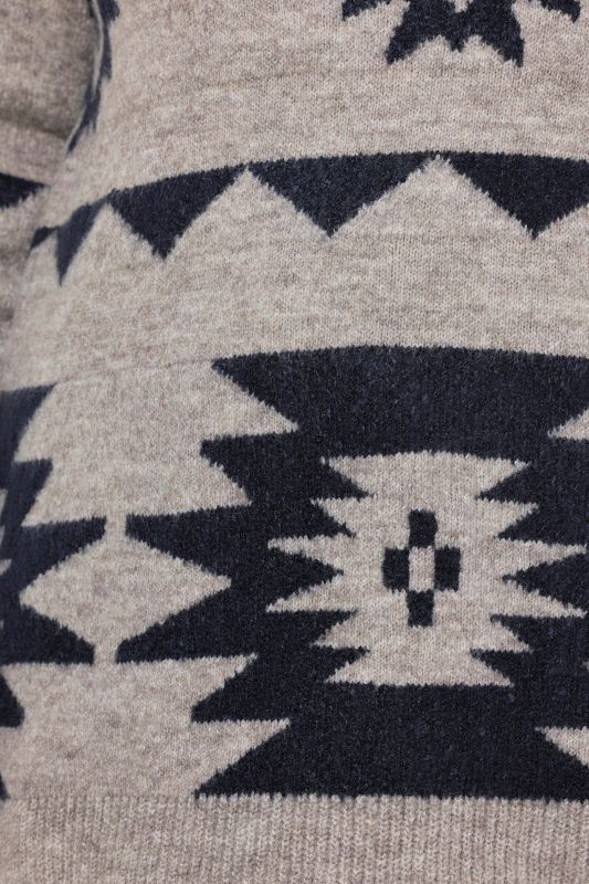 Aztec-Inspired Long Sleeve Turtleneck Sweater