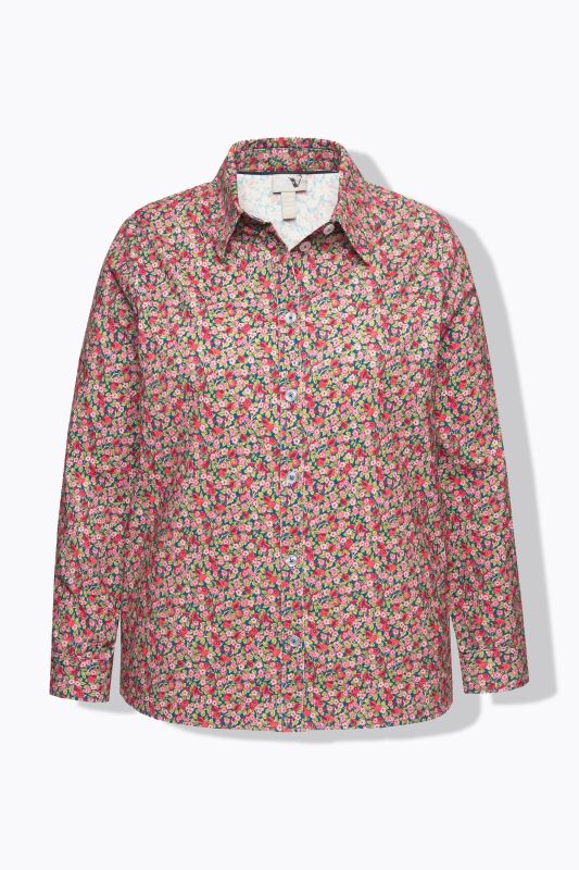 Floral Print Long Sleeve Corduroy Blouse