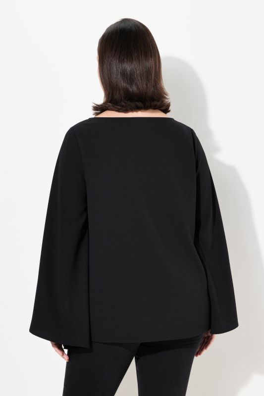 Boat Neck Cape Blouse