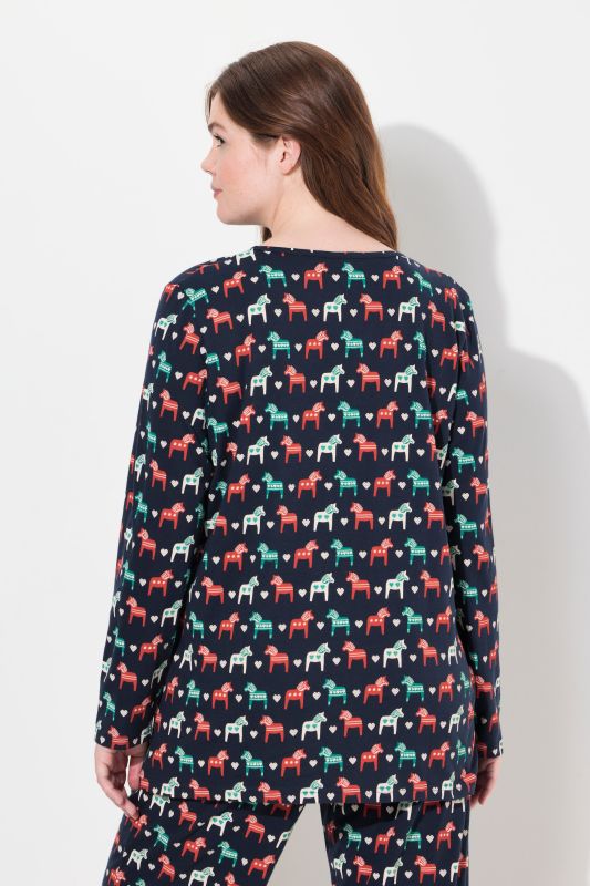 Eco Cotton Horse Print Long Sleeve Pajama Top