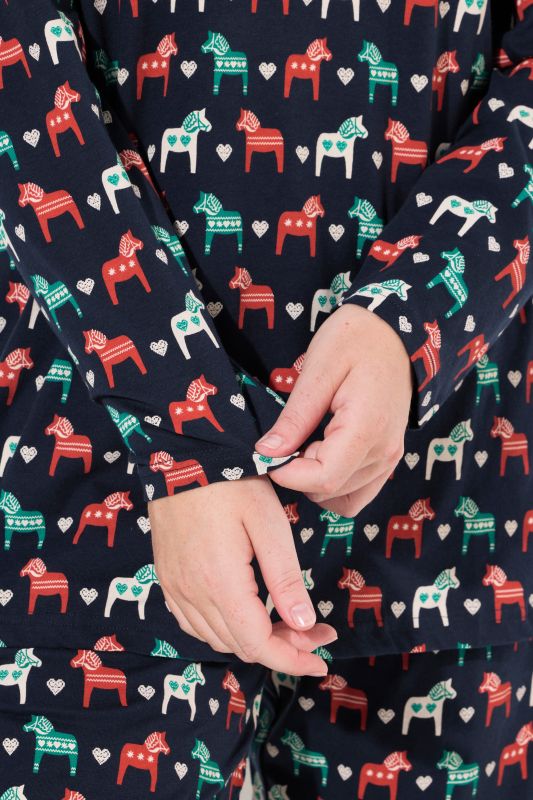 Eco Cotton Horse Print Long Sleeve Pajama Top