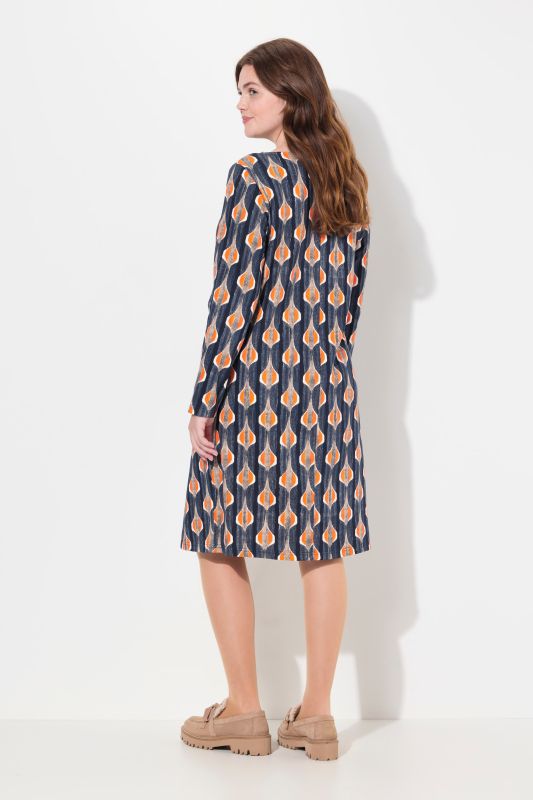 Eco Cotton Retro Print Boat Neck Dress