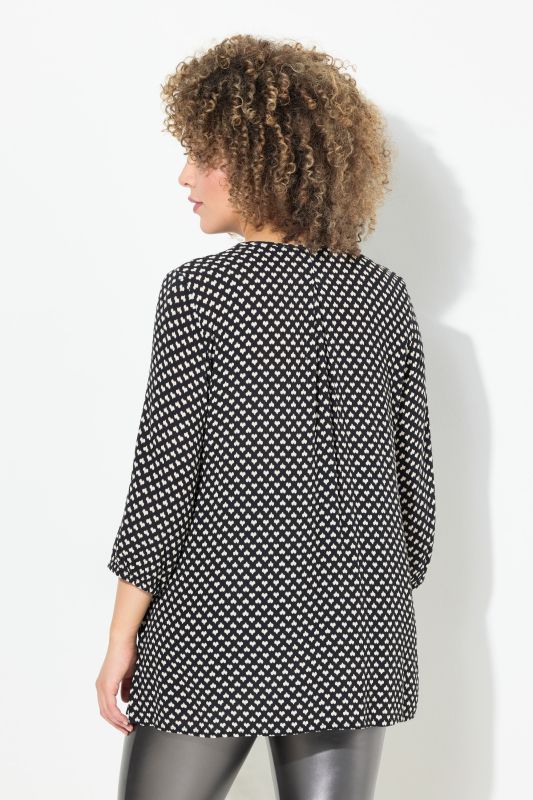 Minimalist Heart Print Elastic Smocked Blouse