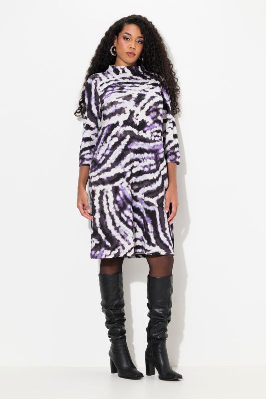 Tie-Dye 3/4 Sleeve Turtleneck Sweatshirt Dress