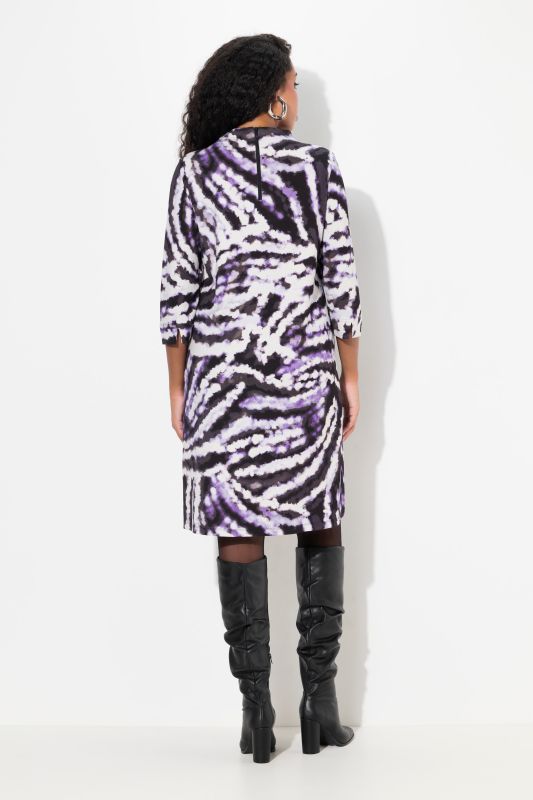 Tie-Dye 3/4 Sleeve Turtleneck Sweatshirt Dress