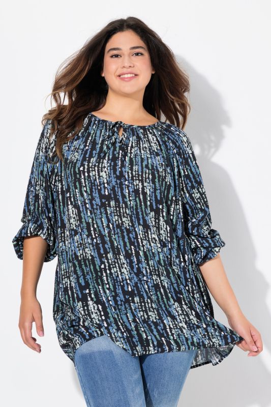 Abstract Print 3/4 Sleeve Blouse