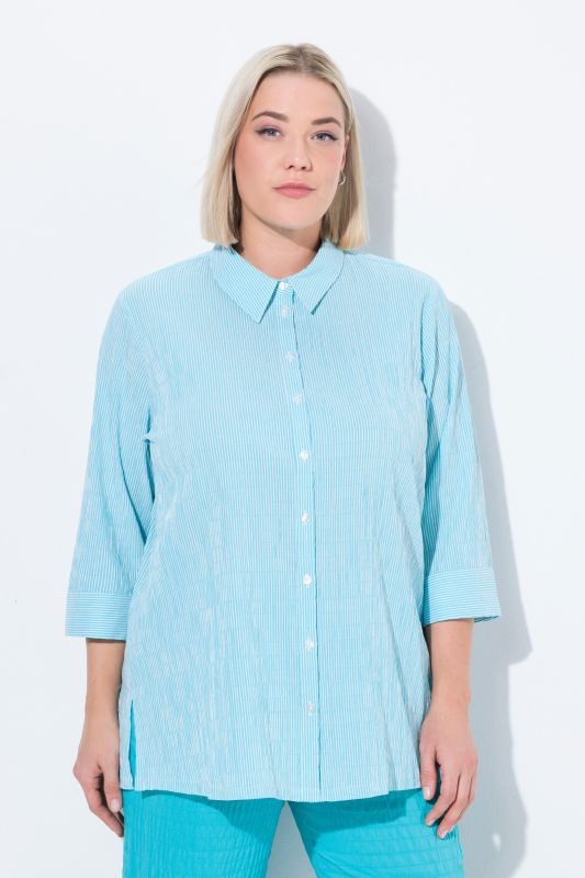 Textured Stripe Button Front Stretch Shirt