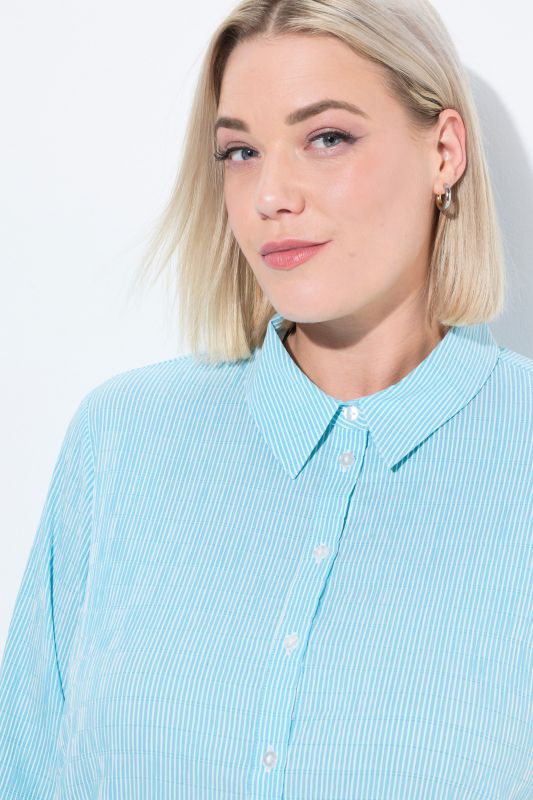 Textured Stripe Button Front Stretch Shirt