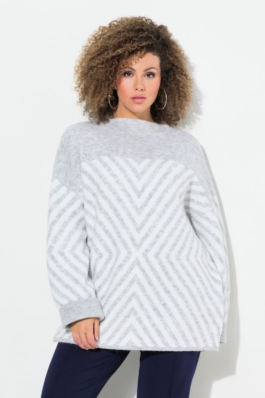 Graphic Stripe Long Sleeve Turtleneck Sweater