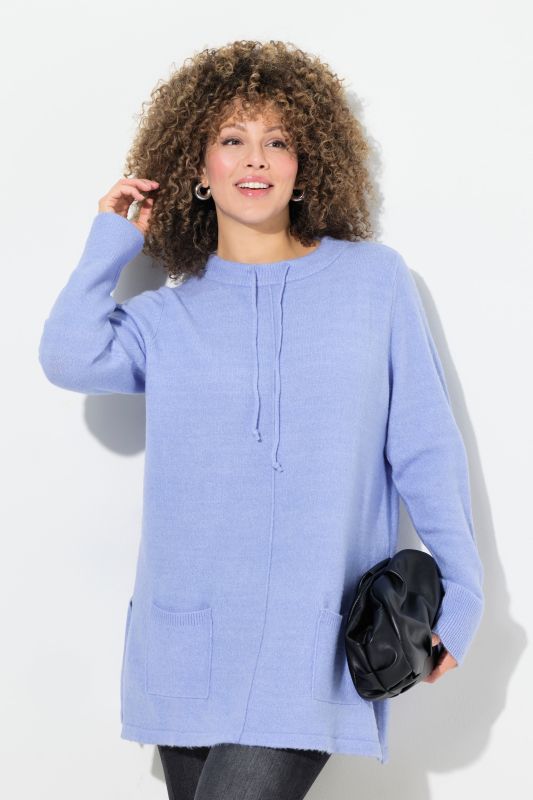 Drawstring Collar Long Sleeve Sweater