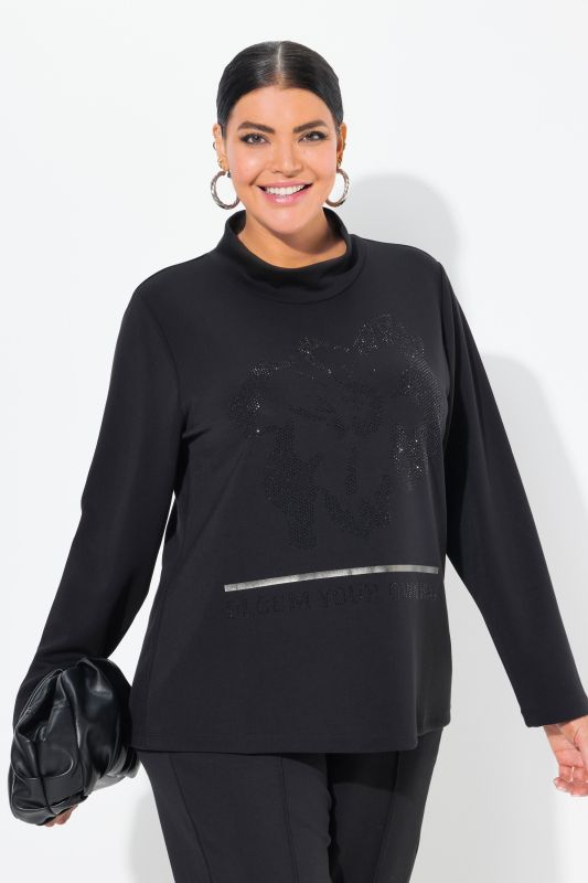 Rhinestone Flower Long Sleeve Sweatshert