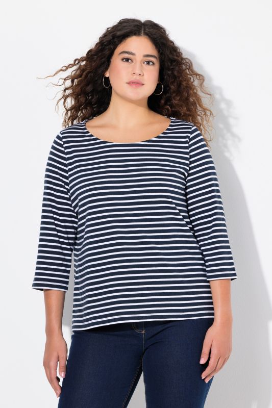 Striped 3/4 Sleeve Tee