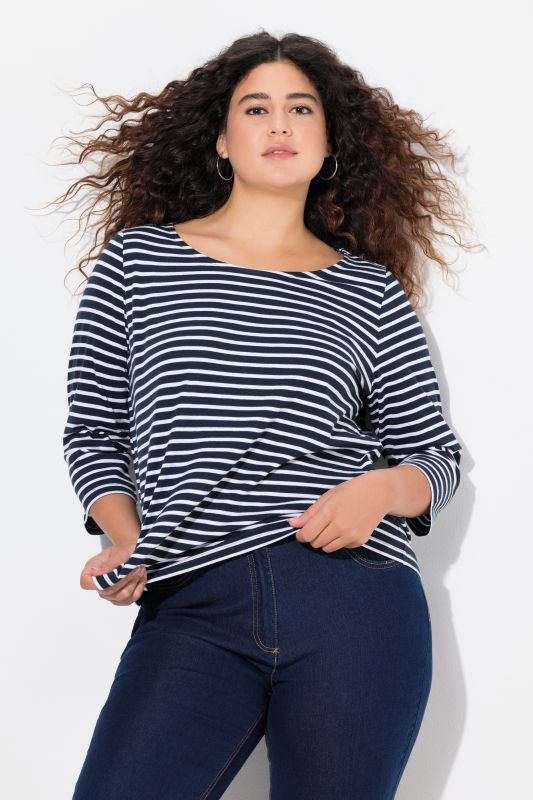 Striped 3/4 Sleeve Tee