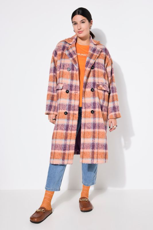 Soft Cozy Plaid Oversized Patch Pocket Trench Coat