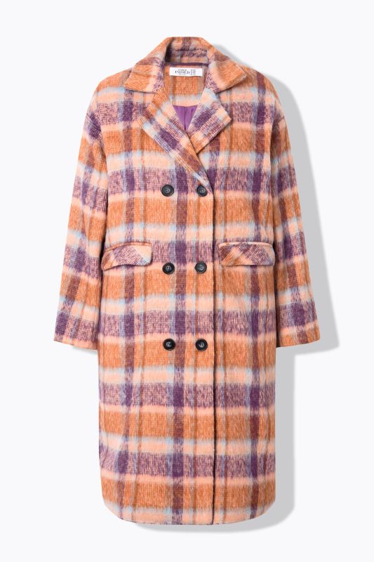 Soft Cozy Plaid Oversized Patch Pocket Trench Coat