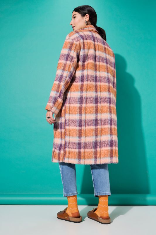 Soft Cozy Plaid Oversized Patch Pocket Trench Coat