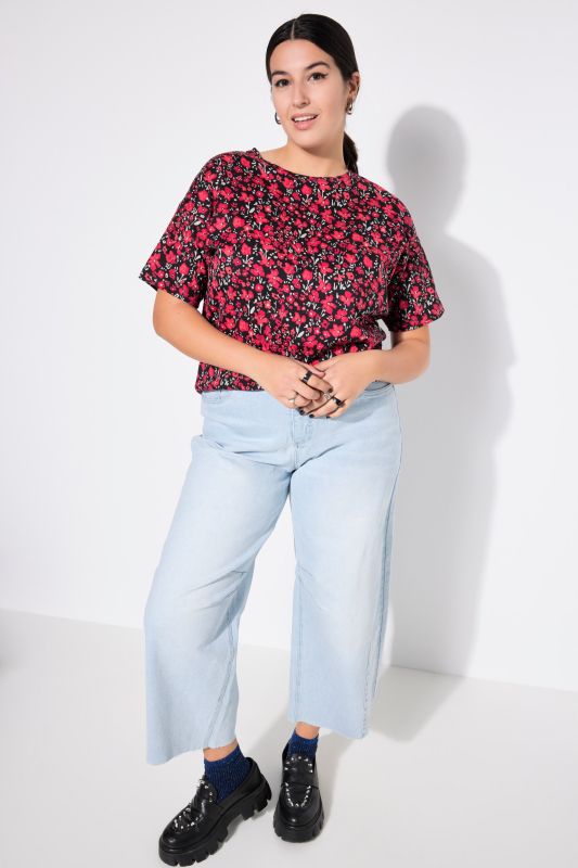 T-shirt, oversized, flower print, half sleeves