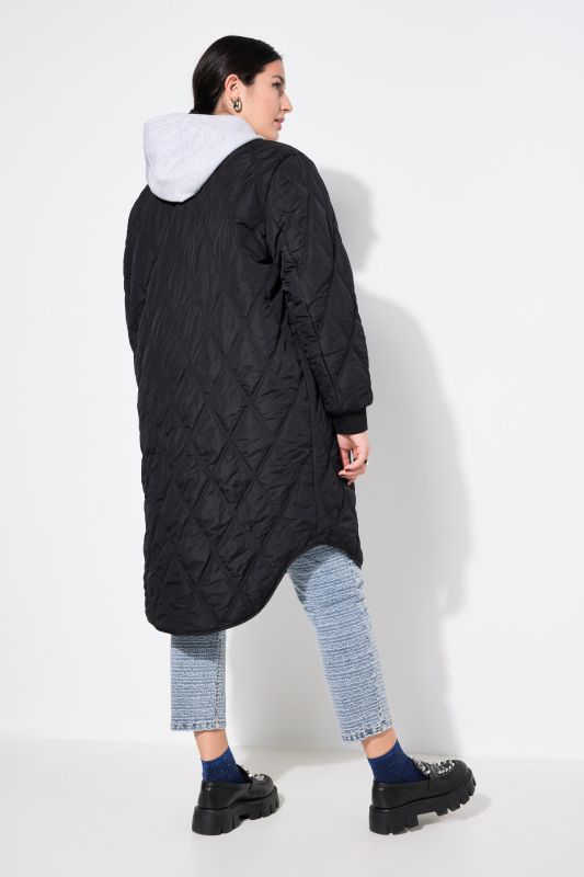 Quilted coat, straight shape, hoodie insert