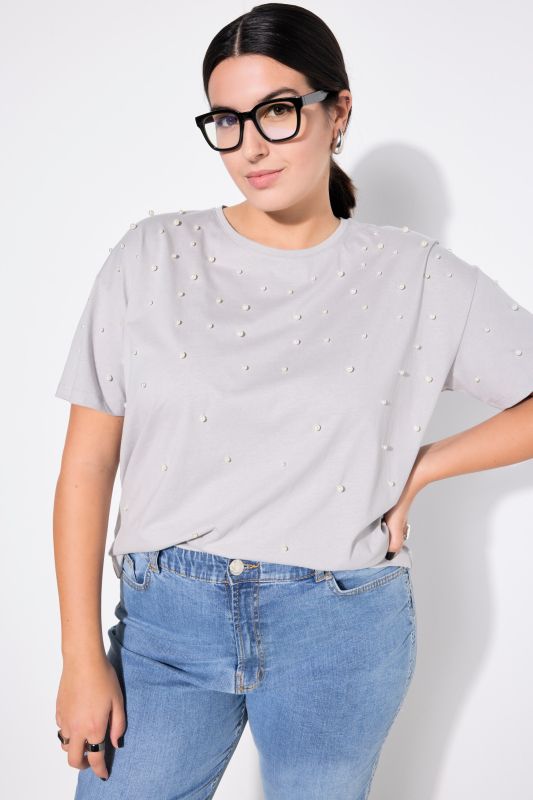 T-shirt, oversized, decorative beads, half sleeves