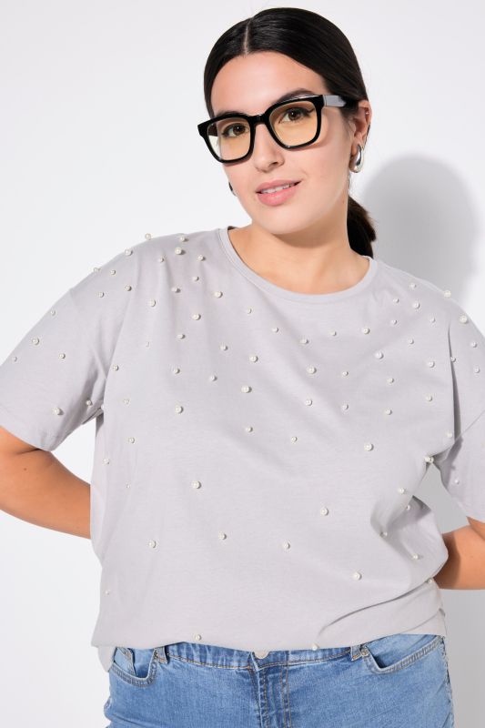 T-shirt, oversized, decorative beads, half sleeves