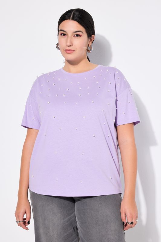 T-shirt, oversized, decorative beads, half sleeves