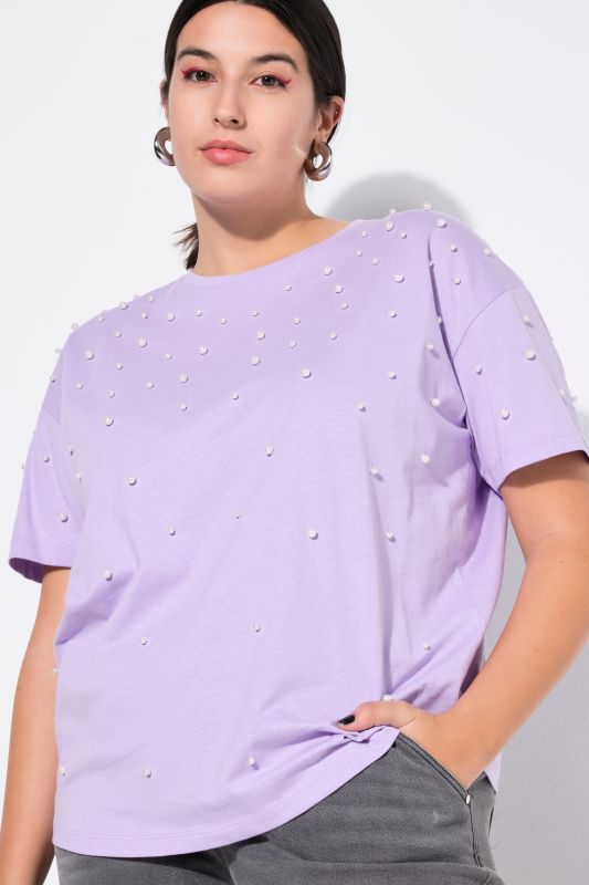 T-shirt, oversized, decorative beads, half sleeves